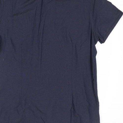 Burton Mens Blue Cotton Button-Up Size L Collared Button