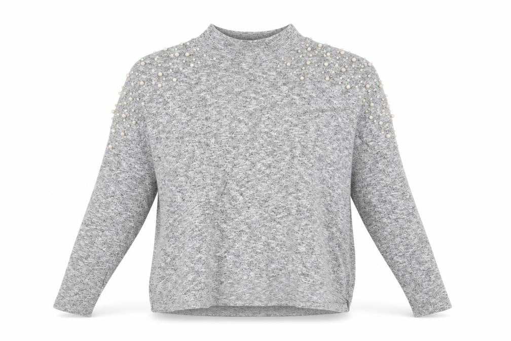 Front view of Divided by H&M women’s grey mock neck polyester jumper, size M