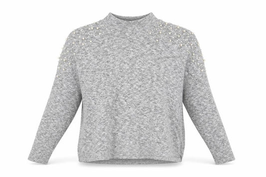 Front view of Divided by H&M women’s grey mock neck polyester jumper, size M