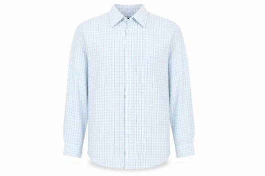 Avenue Mens Blue Check Cotton Button-Up Size M Collared Button