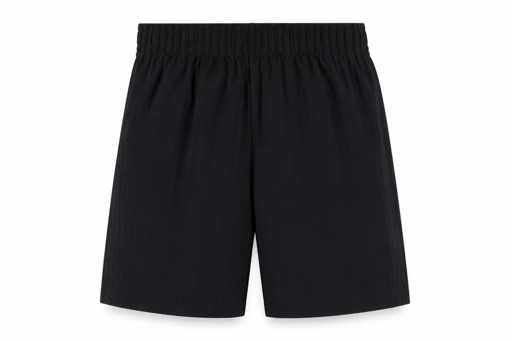 Front view of Marks & Spencer boys’ black polyester sweat shorts, size 9-10, years regular drawstring