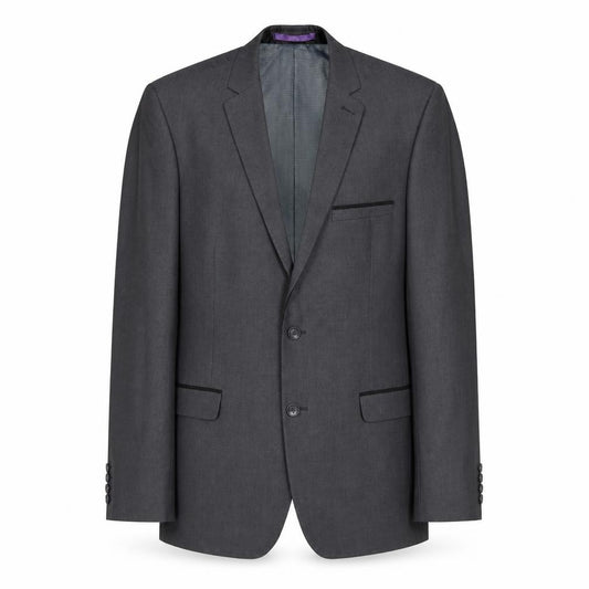 Front view of Burton men’s grey polyester jacket suit jacket, size 40, regular