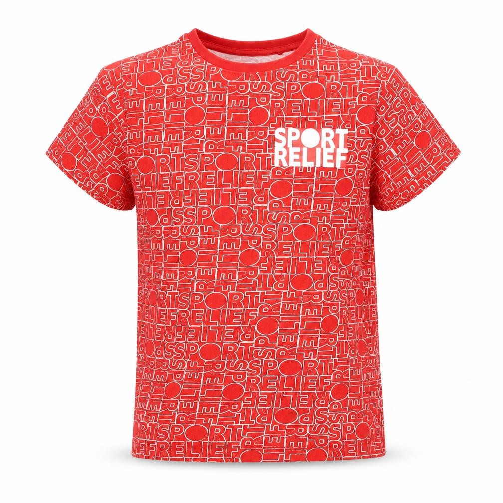 Sport Relief Boys Red Geometric Cotton Pullover T-Shirt Size 9-10 Years Crew Neck Pullover