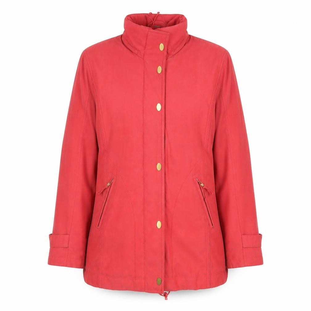 Front view of Isabell women’s pink jacket, size UK 10, zip