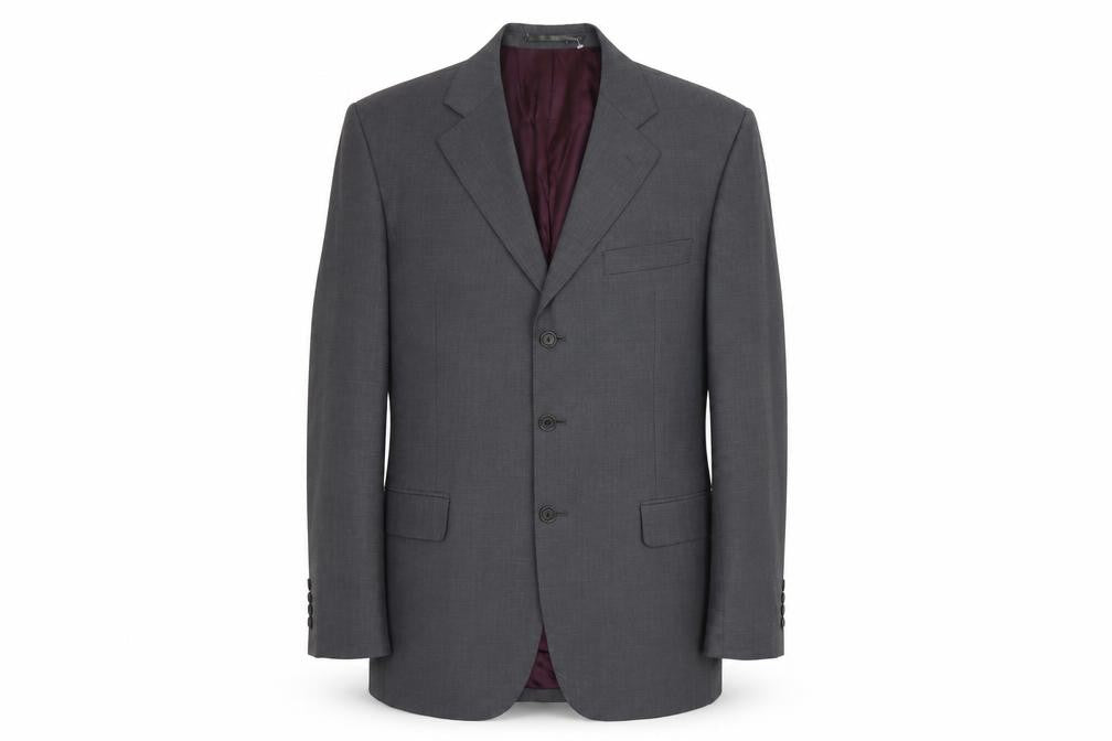 Front view of Asutin Reed men’s grey wool jacket suit jacket, size M, regular