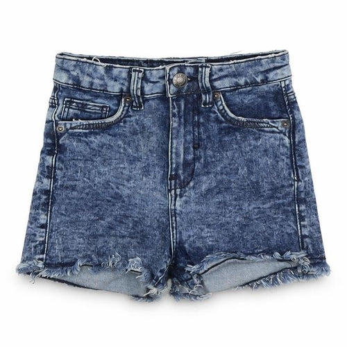 Bershka Womens Blue Cotton Boyfriend Shorts Size 4 L3 in Regular Button