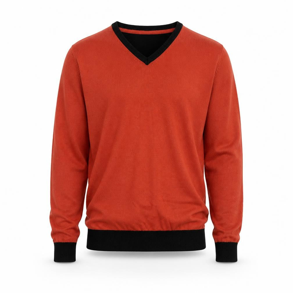 Twisted Soul Mens Red V-Neck Cotton Pullover Jumper Size XS Long Sleeve