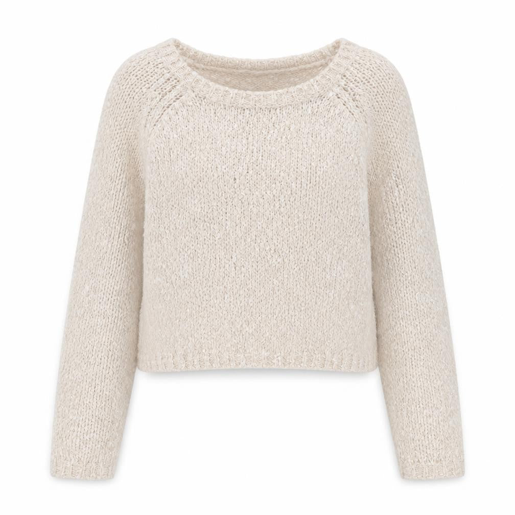 Front view of H&M women’s pink round neck acrylic jumper, size UK 10
