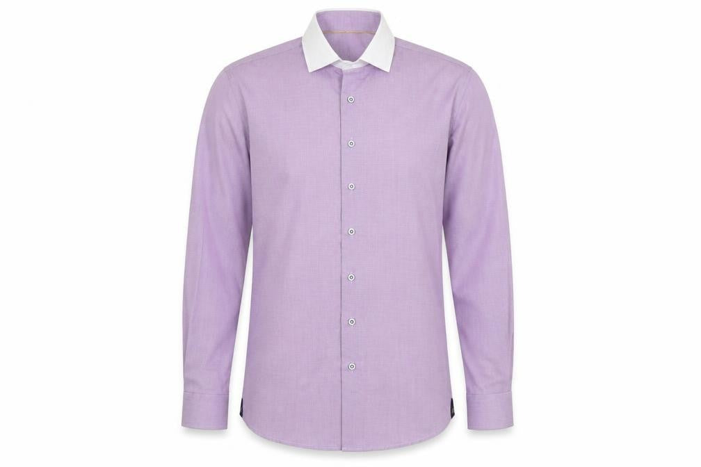 Benetti Mens Purple Cotton Button-Up Size 15 Collared Button