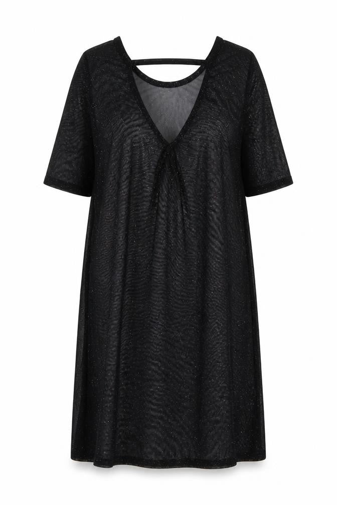 Front view of River Island women’s black polyester a-line, size UK 10, v-neck pullover