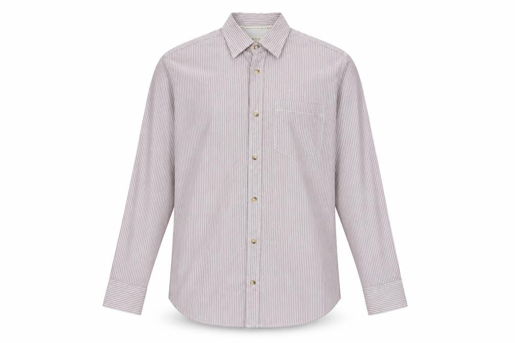 Wolsey Mens Pink Striped Cotton Button-Up Size M Collared Button