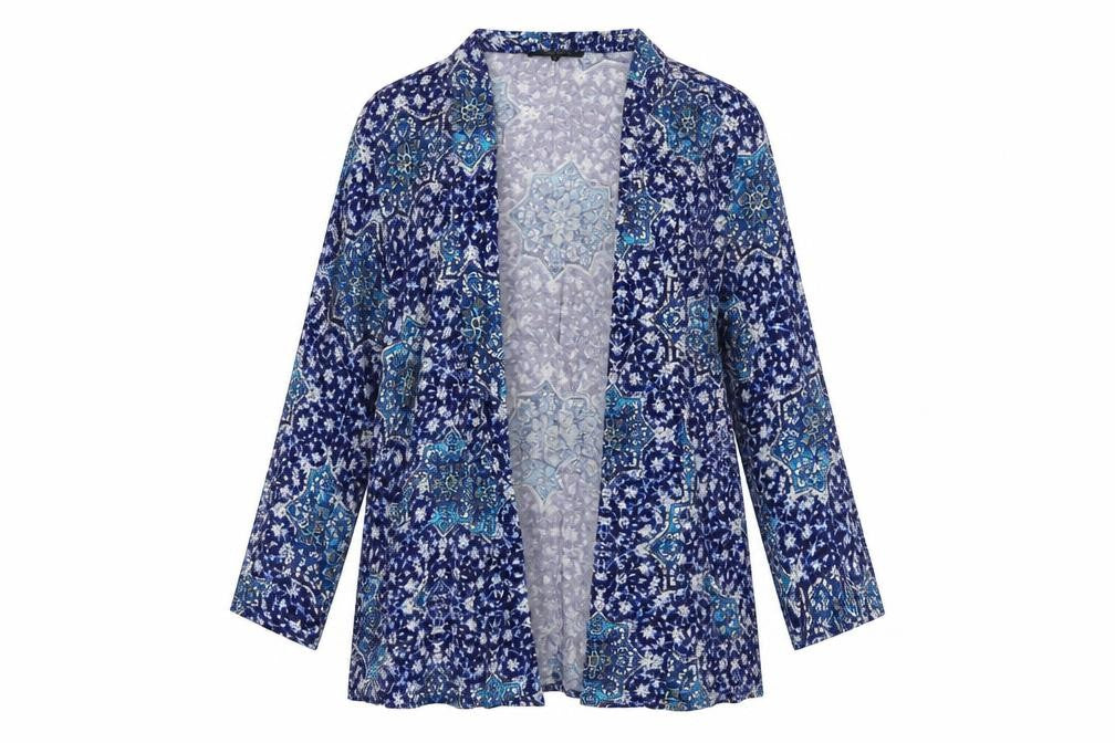 New Look Womens Black Geometric Viscose Kimono Blouse Size 8 V-Neck