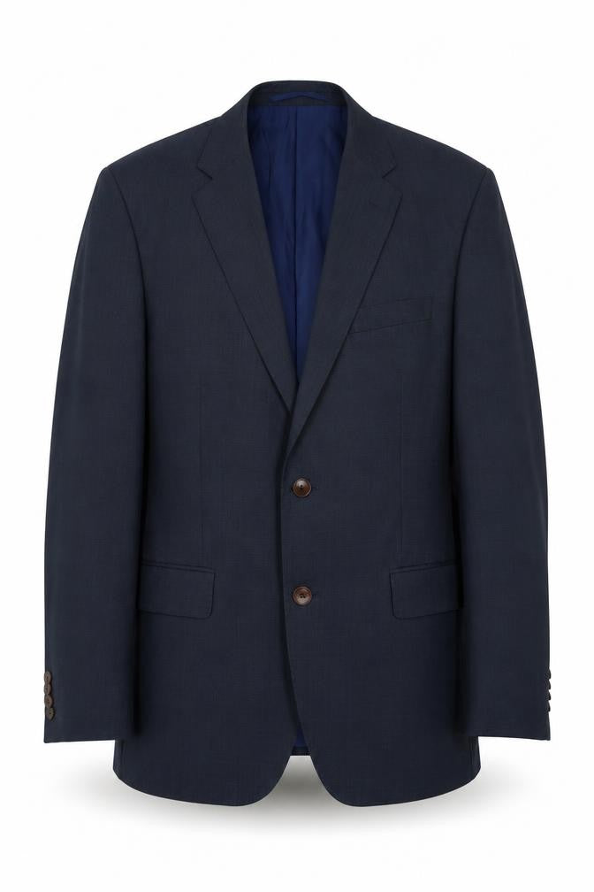 Front view of Marks & Spencer men’s blue wool jacket suit jacket, size M, regular