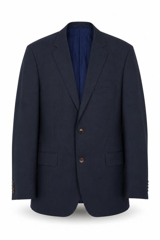 Front view of Marks & Spencer men’s blue wool jacket suit jacket, size M, regular