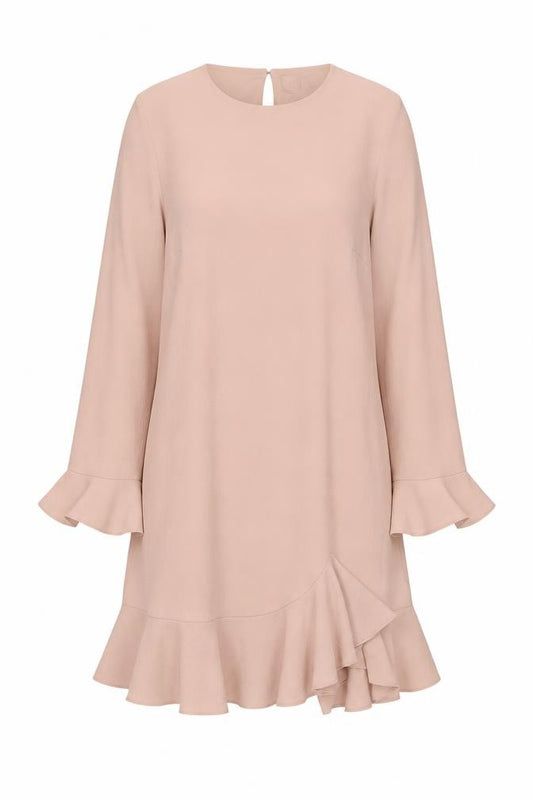 Front view of ASOS women’s pink polyester trapeze & swing, size UK 12, round neck button