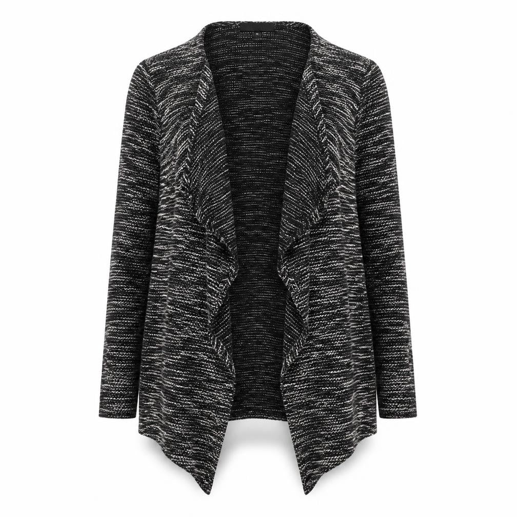 Front view of New Look women’s grey v-neck polyester cardigan jumper, size S