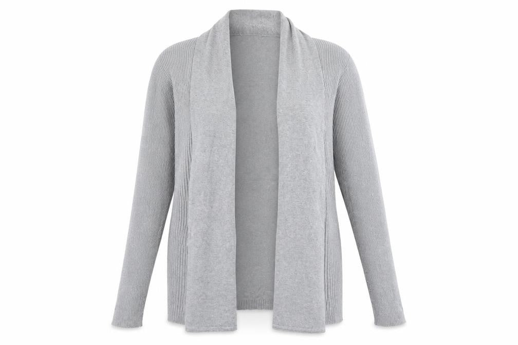 Bonmarché Womens Grey V-Neck Viscose Cardigan Jumper Size M