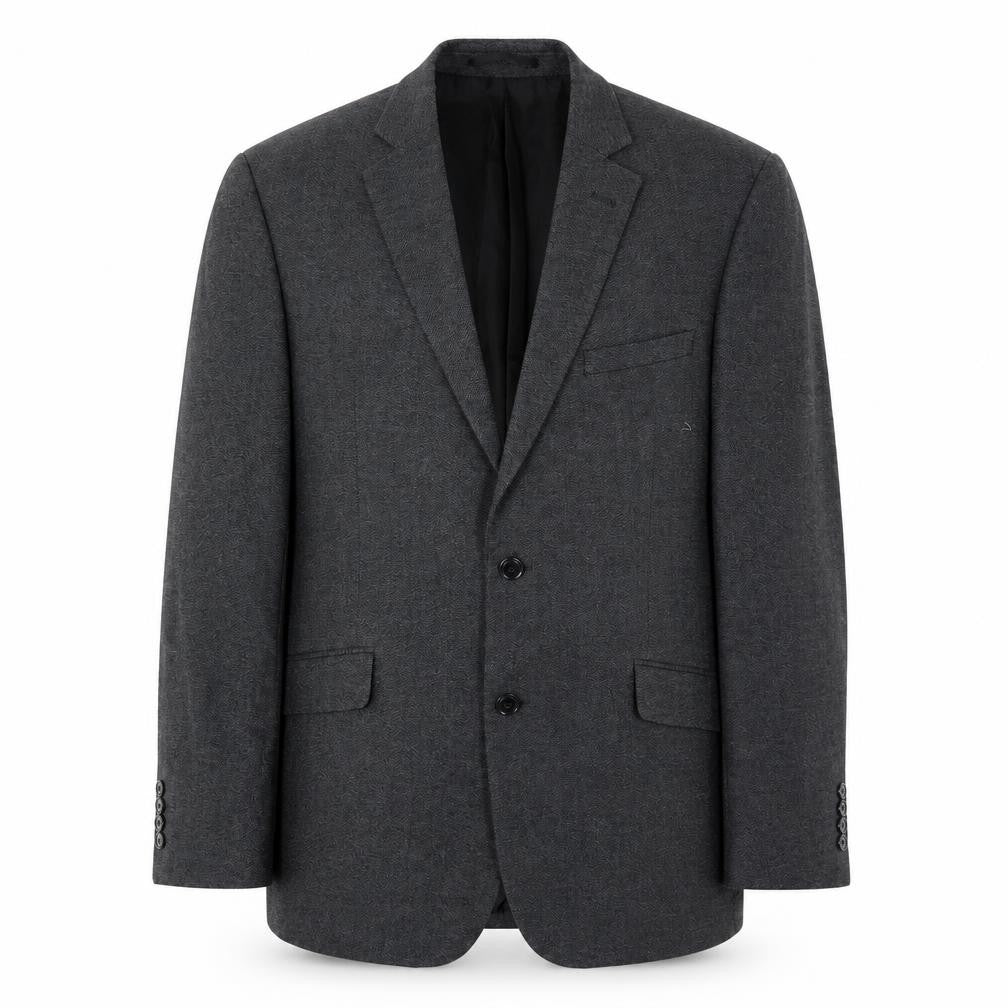 Front view of Charlton Gray men’s grey polyester jacket suit jacket, size 44, regular