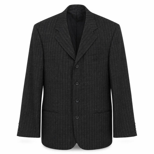 Front view of Nicklebys men’s black striped polyester jacket blazer, size 40, regular