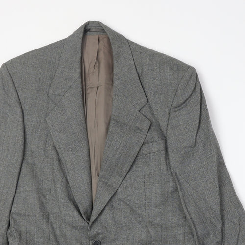 The British Tailor Mens Grey Plaid Wool Jacket Suit Jacket Size 40 Regular