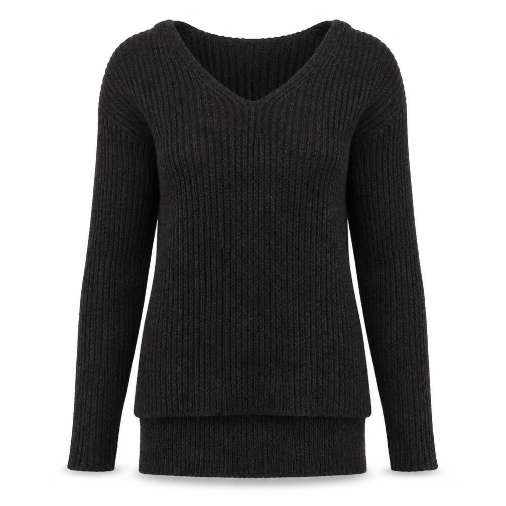 Front view of Divided by H&M women’s green v-neck acrylic jumper, size S