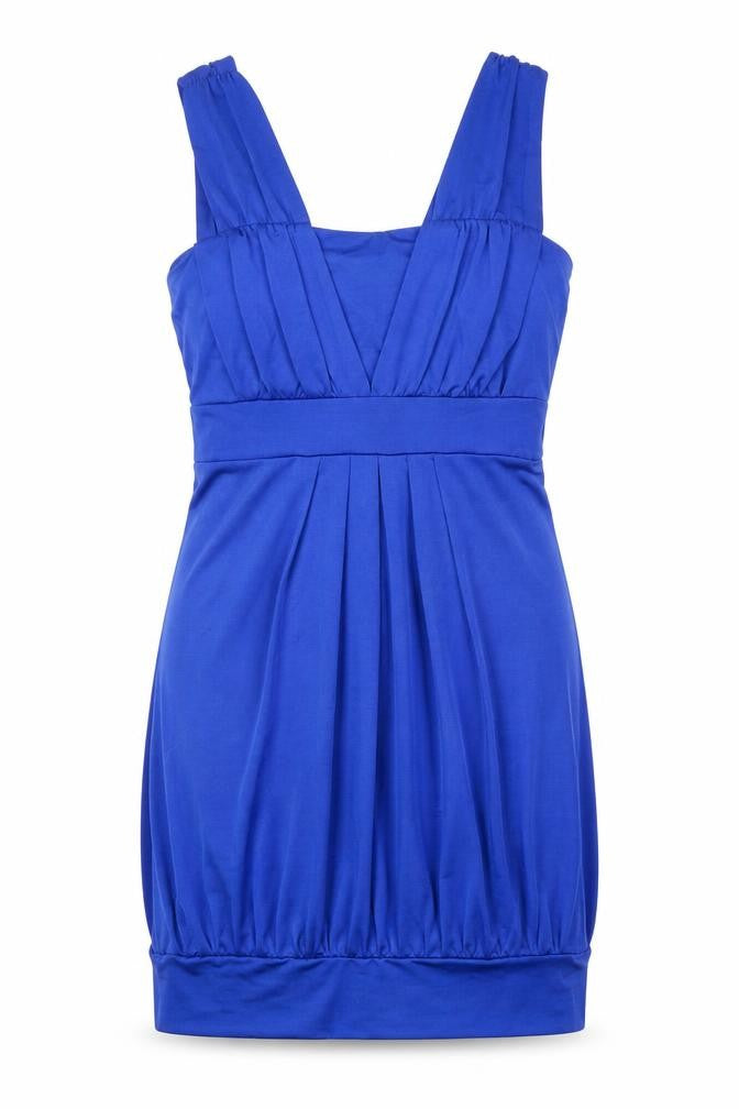 Front view of Dorothy Perkins women’s blue polyester a-line, size UK 8, square neck pullover