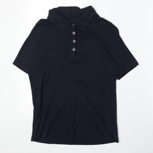Canada Mens Blue 100% Cotton Polo Size S Collared Button