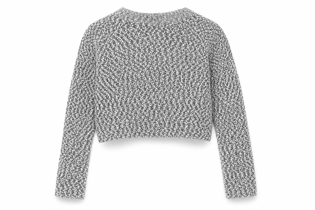 Front view of H&M women’s black round neck polyester jumper, size M