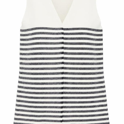 Marks and Spencer Womens White V-Neck Striped Viscose Vest Jumper Size L
