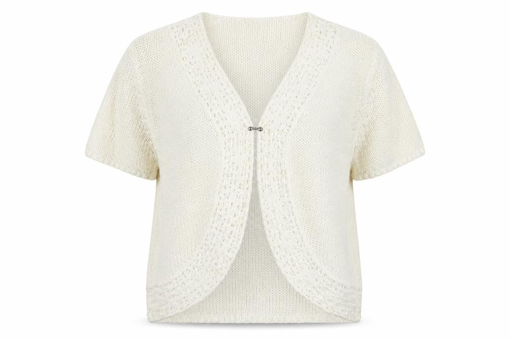 Casamia Womens White V-Neck Acrylic Cardigan Jumper Size S
