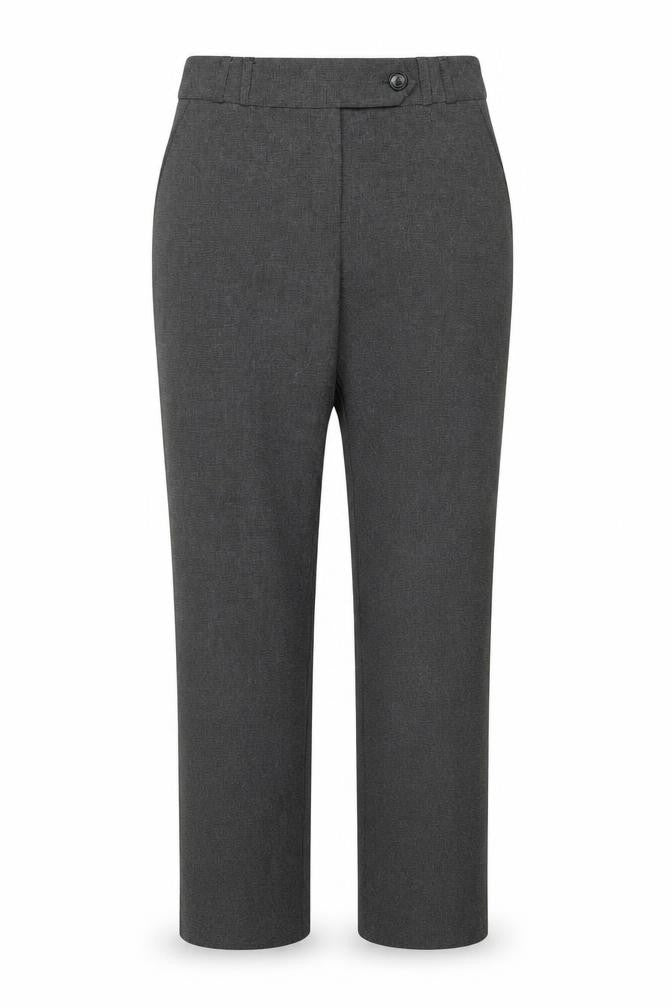 Front view of South women’s black polyester trousers, size UK 8, regular zip