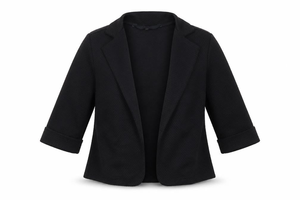 Front view of Cosmic girls’ black collared polyester cardigan jumper, size 7, years pullover - textured