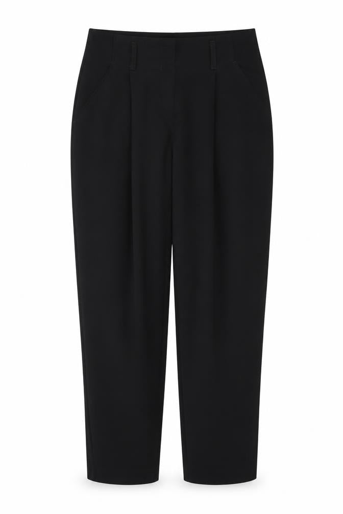 Front view of New Look women’s black polyester trousers, size UK 8, regular zip