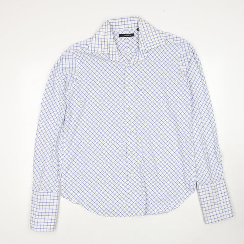 Topman Mens White Animal Print Cotton Button-Up Size L Collared Button