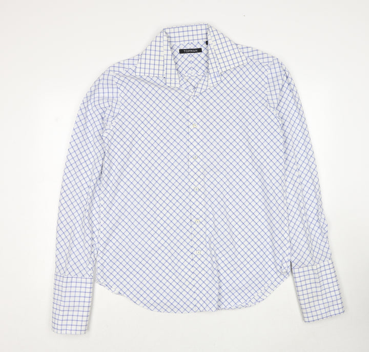 Topman Mens White Animal Print Cotton Button-Up Size L Collared Button