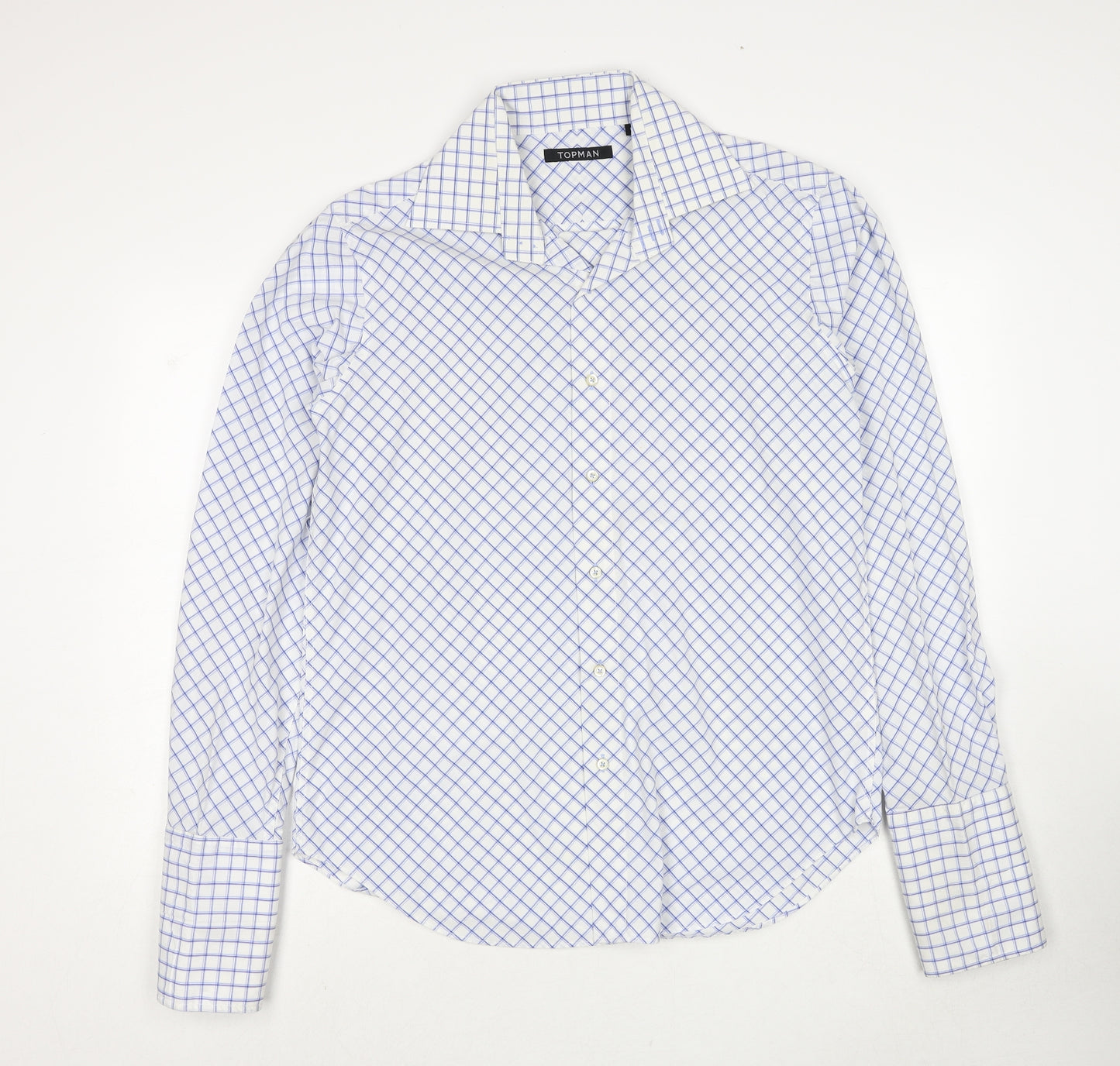 Topman Mens White Animal Print Cotton Button-Up Size L Collared Button