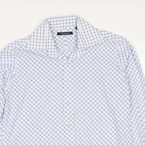 Topman Mens White Animal Print Cotton Button-Up Size L Collared Button