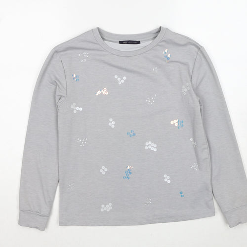 Marks and Spencer Womens Grey Cotton Pullover Sweatshirt Size 6 - Sequins