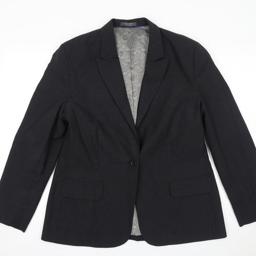 Simon Jersey Womens Grey Polyester Jacket Suit Jacket Size 16 Button