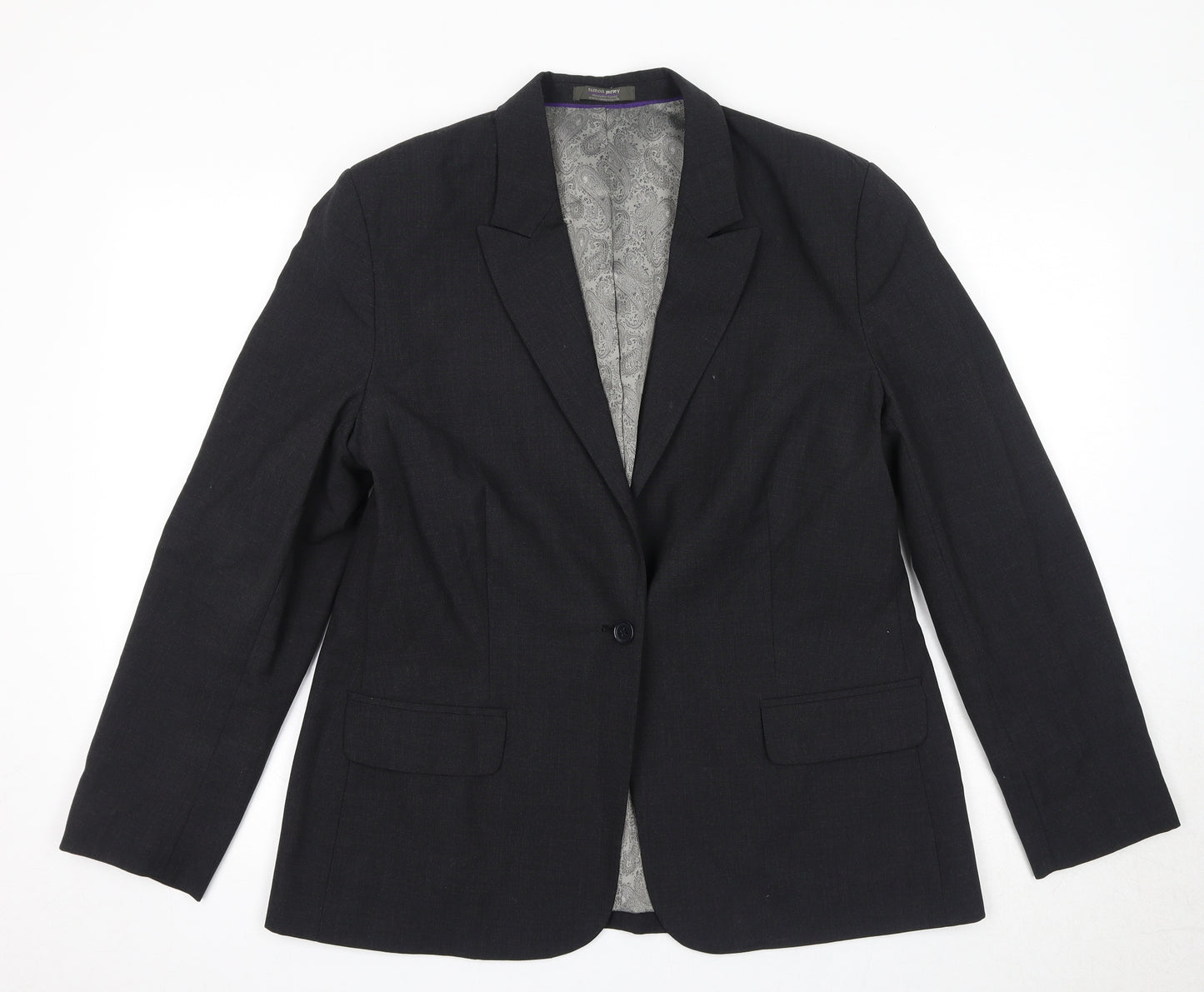 Simon Jersey Womens Grey Polyester Jacket Suit Jacket Size 16 Button