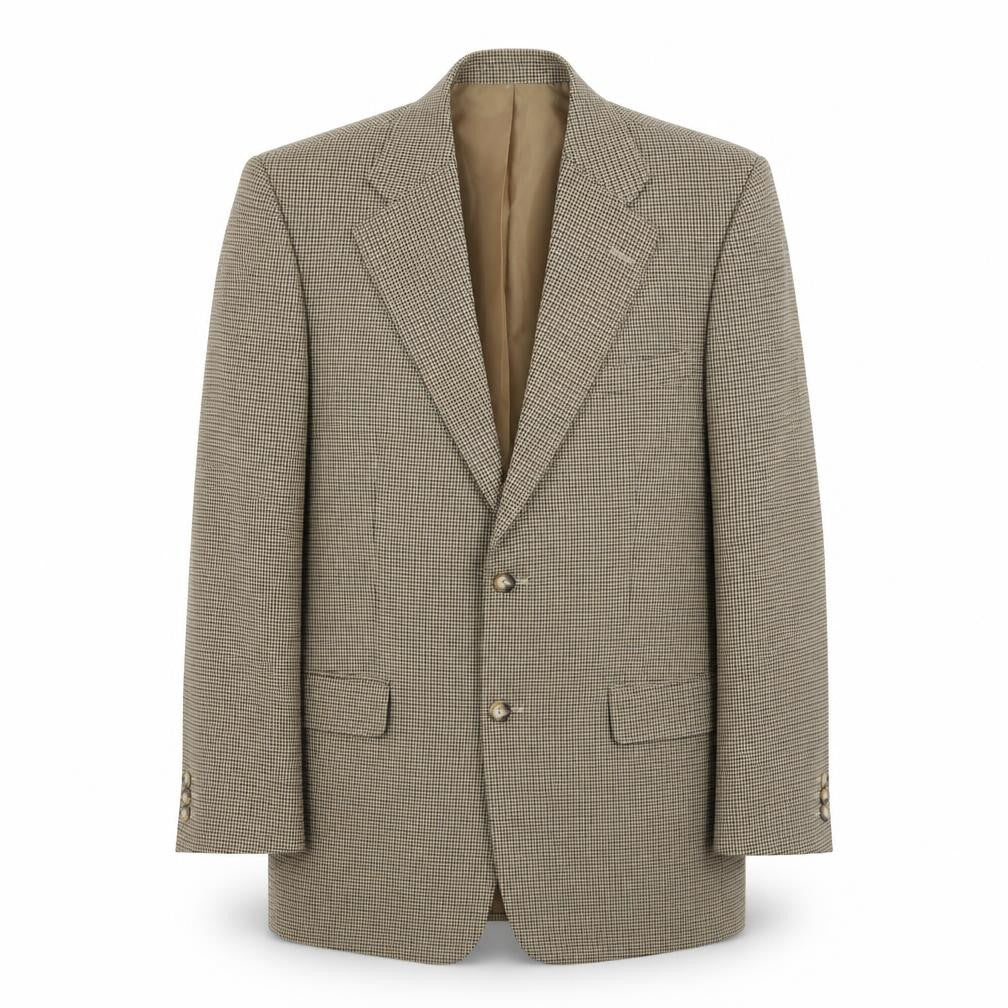 Front view of First Impressions men’s gold geometric polyester jacket suit jacket, size 40, regular