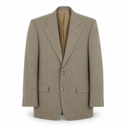 Front view of First Impressions men’s gold geometric polyester jacket suit jacket, size 40, regular