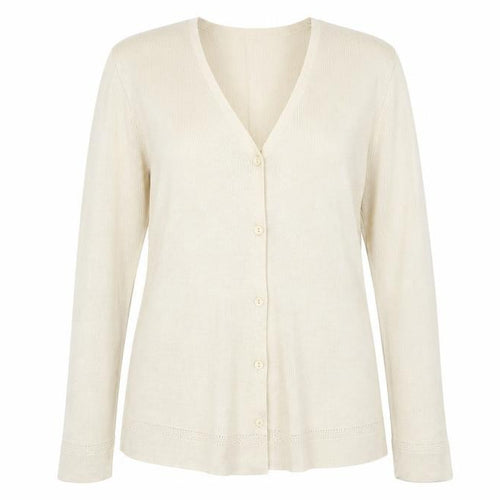 BHS Womens Beige V-Neck Acrylic Cardigan Jumper Size 14