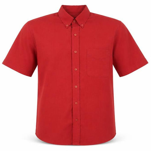Premier Man Mens Red Polyester Button-Up Size M Collared Button
