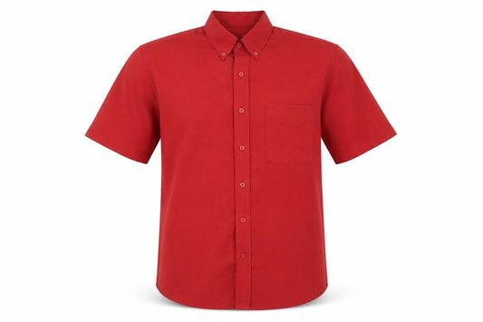 Premier Man Mens Red Polyester Button-Up Size M Collared Button