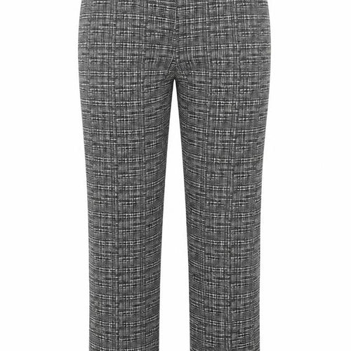 Lila Rose Womens Black Geometric Cotton Chino Trousers Size L Regular Zip