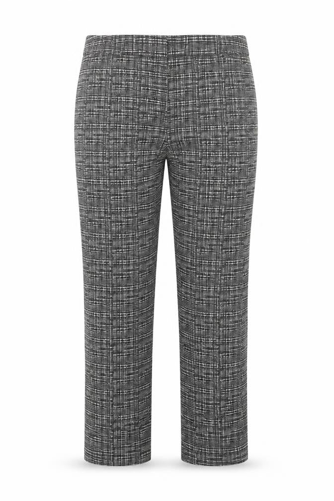 Lila Rose Womens Black Geometric Cotton Chino Trousers Size L Regular Zip