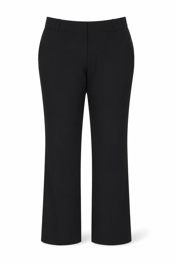 Front view of H&M women’s black polyester dress pants trousers, size UK 10, regular zip