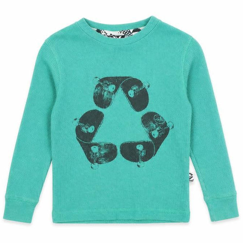 Shaw White Boys Green Cotton Pullover T-Shirt Size XS Round Neck Pullover - Textured Skateboard