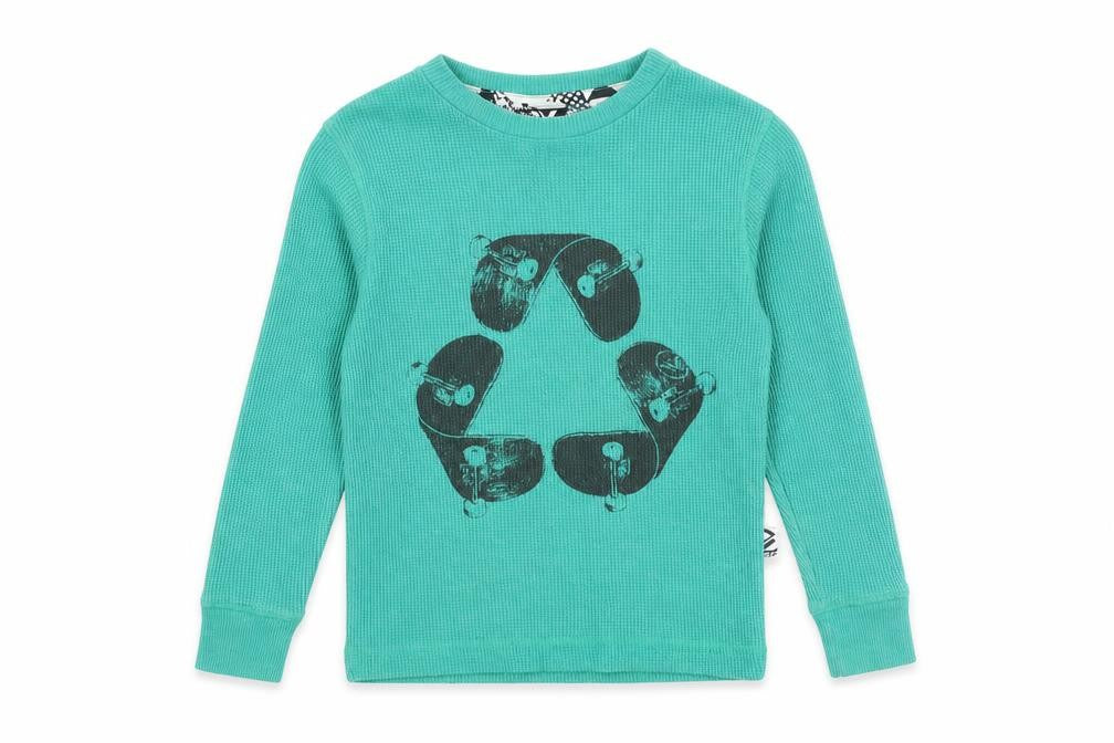 Shaw White Boys Green Cotton Pullover T-Shirt Size XS Round Neck Pullover - Textured Skateboard